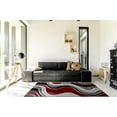 thumbnail image 3 of LBaiet 2' x 6' Red and Gray Abstract Wavy Rectangular Rug Runner, 3 of 7