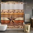 thumbnail image 3 of Country Stars No Hook Shower Curtain with Snap in Liner Vintage Wood Grain Bless Our Home Farmhouses Waterproof Bathroom Shower Curtain with See Through Top Window for Bathtub 72" x 78", 3 of 9