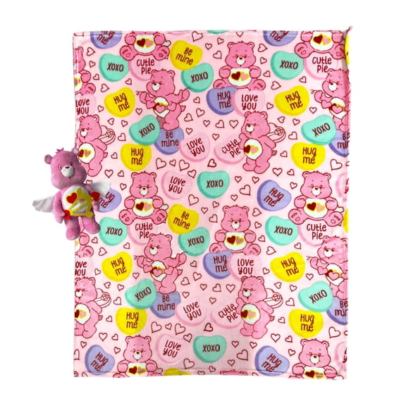 Care Bears Kids Valentine's Hugger Pillow and Throw, 2 Piece Gift Set
