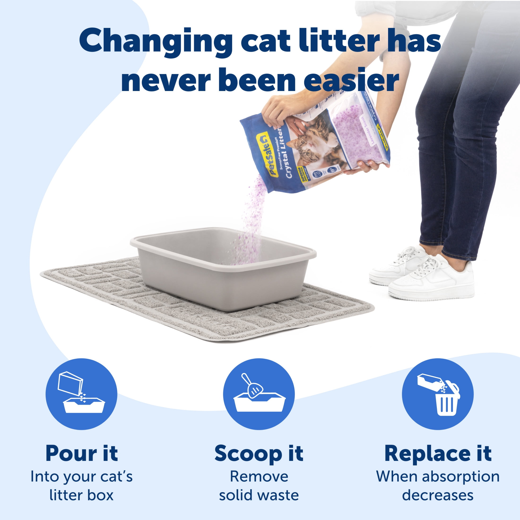PetSafe ScoopFree Premium Lavender Scent Crystal Cat Litter, 3 Packs of 8 lb bags