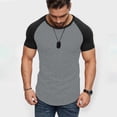 thumbnail image 2 of JAJAHO Men's Running Shirts Raglan Short Sleeve Fitness Stretchy Sports Top Color Block Crew Neck Base Layer T Shirt Summer Workout Gym Leisure Tops, 2 of 6