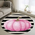 thumbnail image 2 of Pink Orange Pumpkin Fall 3ft Area Rug, Thanksgiving Autumn Black Striped Washable Non-Slip Small Round Rugs for Entryway Bedroom Kitchen, Soft Circle Carpet for Dining Room, Playroom Nursery Rug, 2 of 9