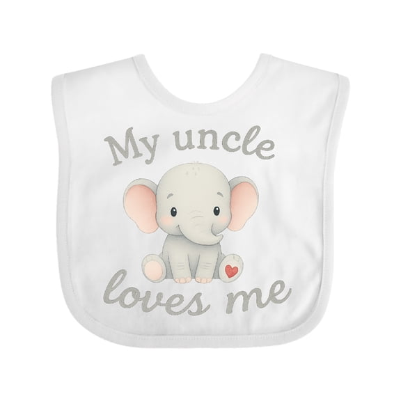 Inktastic My Uncle Loves Me Cute Elephant Boys or Girls Baby Bib