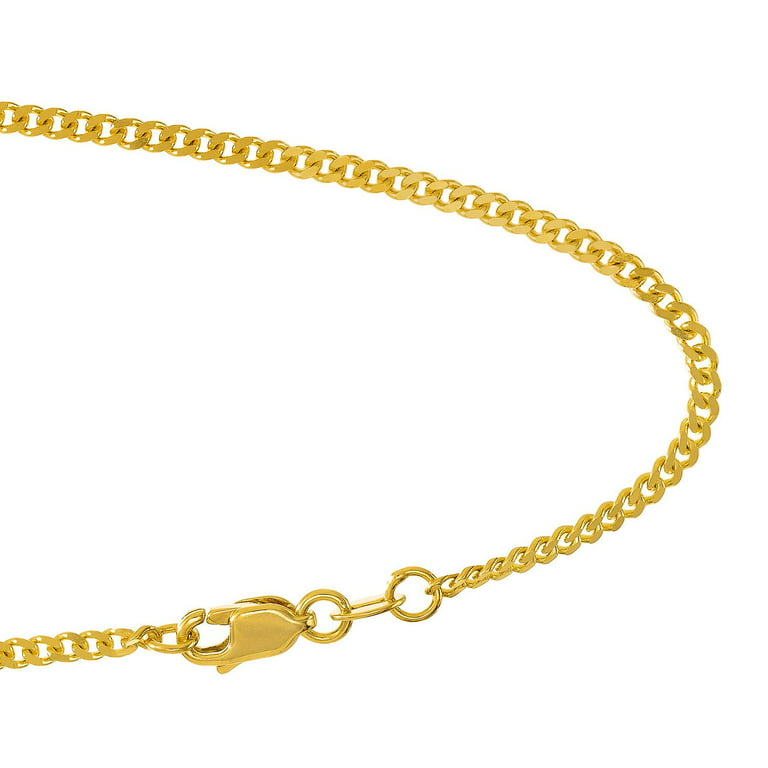 14k Solid Yellow Gold 2 mm Gourmette Chain Necklace 22