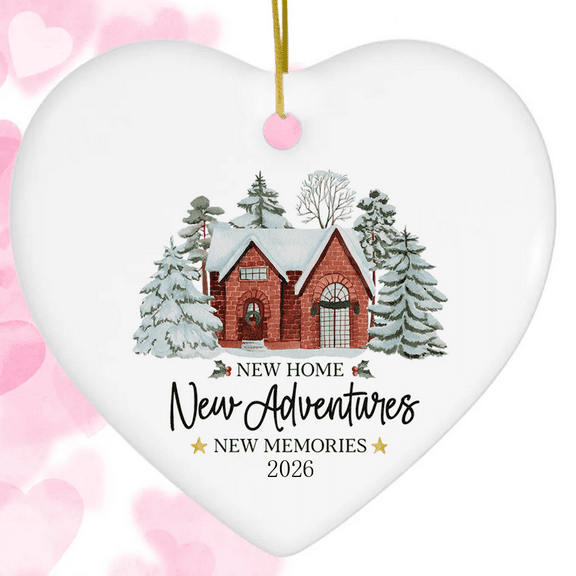 Christmas Ceramic Heart Hanging Ornament, Thoughtful New Home Gift for Housewarming, Cherished "First Holiday in Our New Space" Keepsake, Adorable Decor for Their First Christmas in the New House