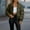 Army Green, variant on Stichou Women's Cropped Puffer Jacket Long Sleeve Puffy Coat Stand Collar Zip UP Quilted Padded Drawstring Outwear with Pockets Red M