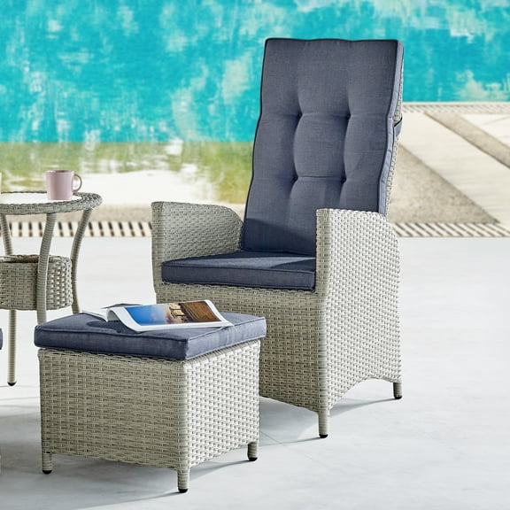 Haven All-Weather Wicker Outdoor Recliners with Ottomans and Cushions