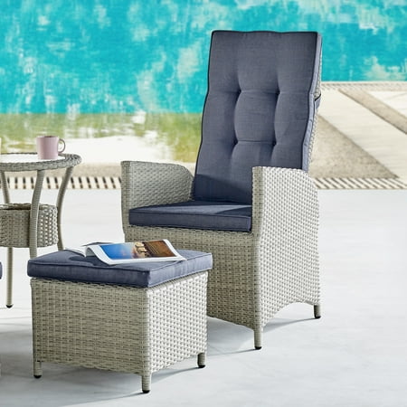 Haven All-Weather Wicker Outdoor Recliners with Ottomans and Cushions