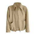 thumbnail image 4 of Vinsonshop Bomber Jacket Women Womens Jackets Dressy Casual Motorcycle Jacket Women Zip Up Jackets for Women Casual Outerwear Spring Jackets Womens Zip Up Jacket Beige L, 4 of 4