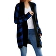 thumbnail image 5 of ZXSXSY Women Plaid Printed Open Front Pockets Long Sleeve Winter Sweater Cardigan, 5 of 8