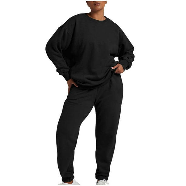 Yuyuzo 2 Piece Workout Sets for Women Long Sleeve Crew Neck Sweatshirts  with Joggers Pants Tracksuits Sweatsuits
