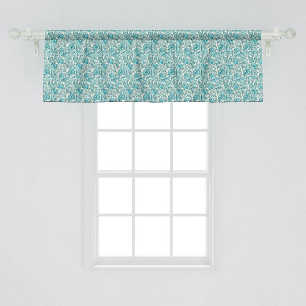 Ambesonne Teal Window Valance, Classical Lace Style Pattern with ...