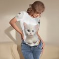 thumbnail image 3 of Balery Cute Kittens And Puppy Body de cuello redondo de manga corta para mujer Tops de manga corta Tops básicos-Large, 3 of 7