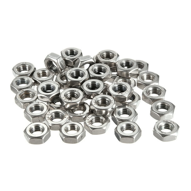 200 Paquete de tuercas hexagonales de acero al carbono M2.5 tono plateado