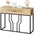 thumbnail image 5 of Rattan Console Table, Sofa Tables Narrow Entryway Table with Drawer and Storage, 40 Behind Couch Table Hallway Table Wood Boho Desk Home Furniture for Living Room, Foyer, Bedroom, 5 of 9