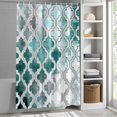thumbnail image 6 of Shower Curtain, Moroccan Lattice Teal Gradient Waterproof Polyester Fabric Bath Curtain with Hooks for Bathroom Bathtub Stalls, Watercolor Oil Painting Style 36x72IN, 6 of 9