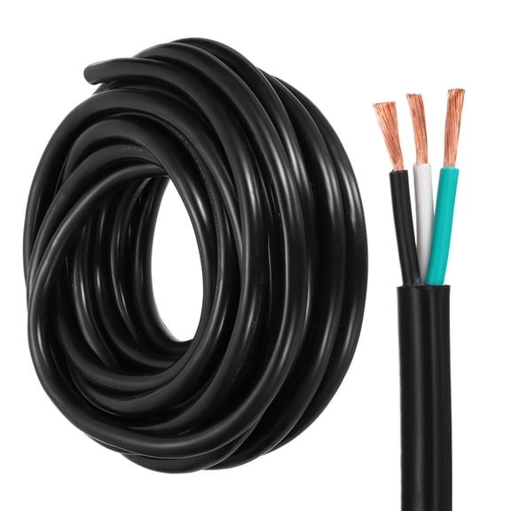12 Gauge 3 Conductor Wire, 50ft SJTW Outdoor Extension Power Cable 12AWG 12/3 Wire Pure Copper Electrical Cable for Lawn Battery Automotive Outdoors, UL, 300V