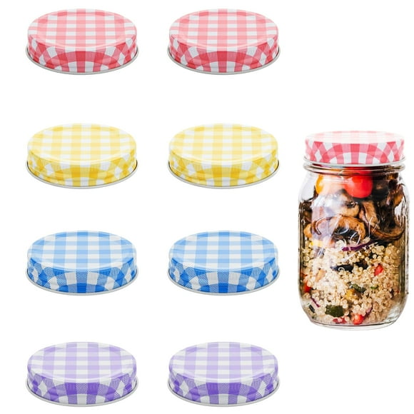 Cosnos 8 Pcs Regular Mouth Mason Jar Lids Decorative Metal Jar Lids Compatible with Mason Jars Canning Jars Assorted 4 Colors