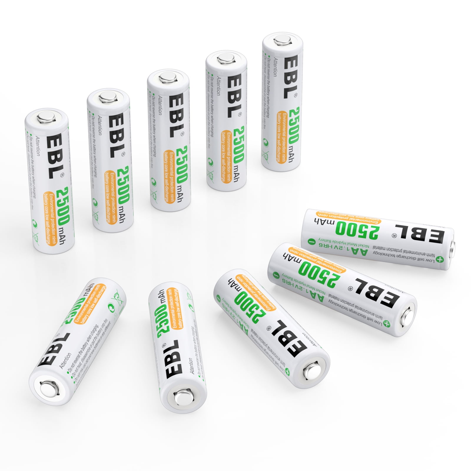 EBL 20 Counts AA Batteries 2500mAh 1.2V High Performance Precharged Ni-MH AA Rechargeable Battery