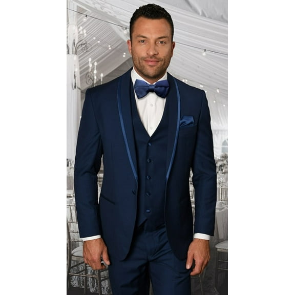 Statement Mens 3 Piece Sapphire Modern Fit Tuxedo Caesar