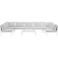 thumbnail image 4 of Modway Harmony 8 Piece Outdoor Patio Aluminum Sectional Sofa Set in White White, 4 of 7