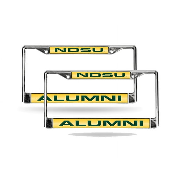 North Dakota St NDSU Alumni Chrome Metal Laser License Plate Frame - Set of Two