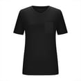 thumbnail image 4 of HUJlwoi Tshirts Shirts for Women V-Neck with Pocket Loose Fit Tops Summer Beach Vacation Clothes Solid Color Tees Short Sleeve Casual Clothes, 4 of 4