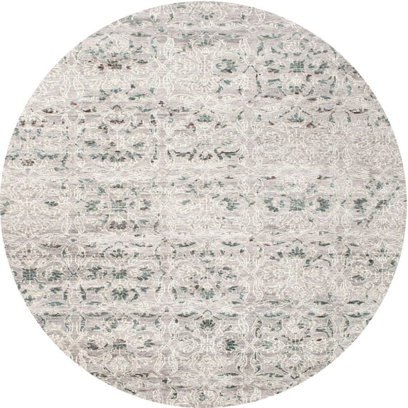 Ahgly Company Indoor Round Contemporary Silver Pink Solid Area Rugs, 5' Round