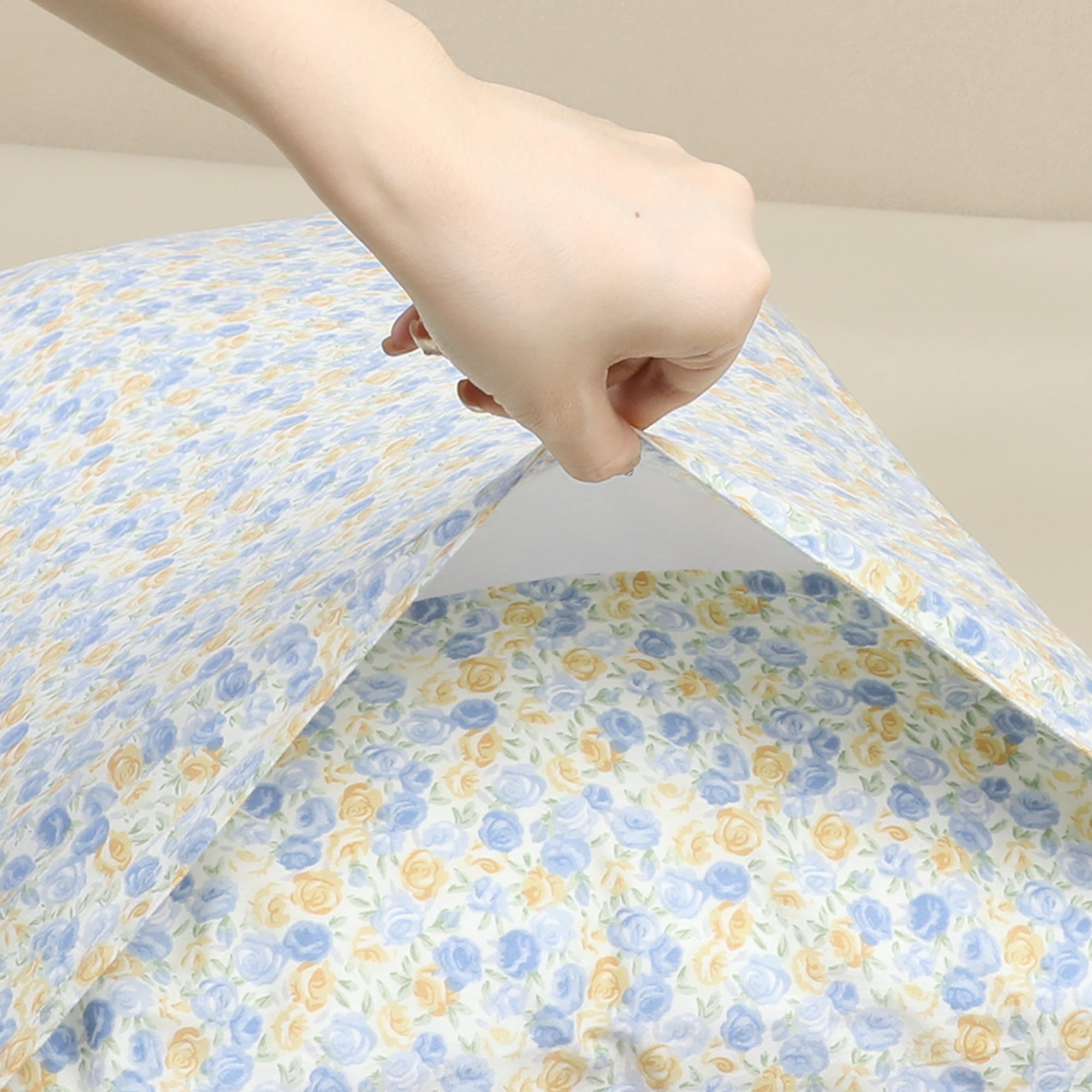 Unique Bargains 2 pcs Pillowcase for Hair and Skin Soft Cotton Floral Pillow Cases Yellow