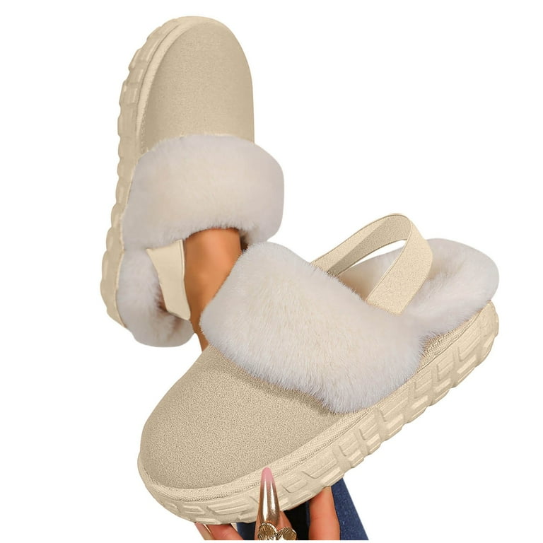 Women's Fuzzy House Slippers - Super Cozy Memory Foam Indoor/Outdoor Comfort