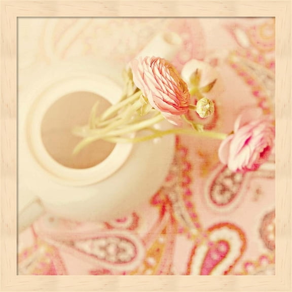 Teapot with Peonies by Sarah Gardner, Framed Wall Art, 13.25W x 13.25H