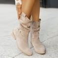 thumbnail image 2 of Women's Autumn and Winter Side Zipper Low Boots Low Heel Elegant Suede Round Toe Casual, 2 of 3