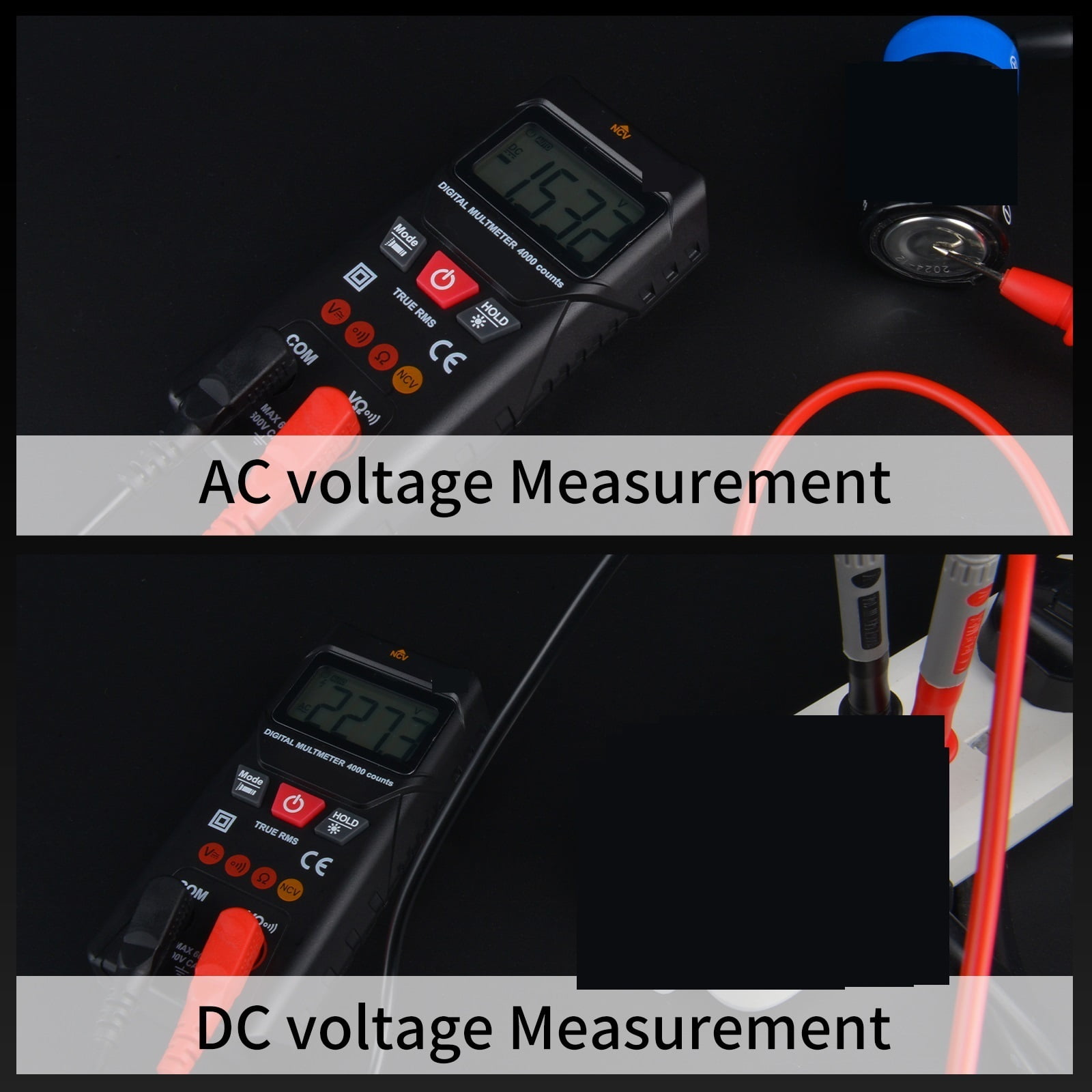 Digital Multimeter 4000 Counter Meter, Automatic/Manual Mode Continuity Tester, Voltage AC/DC Multi Tester, Voltage,Resistance ,Battery Test