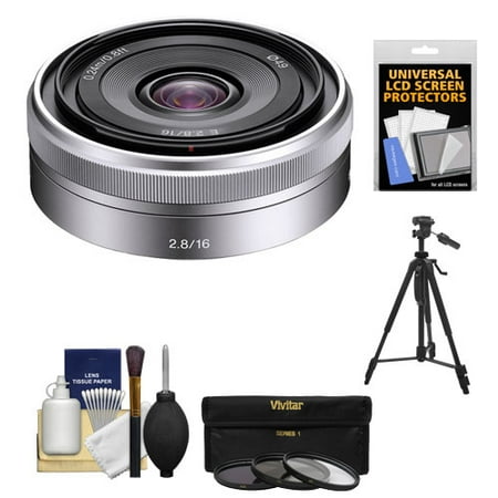 Sony Alpha NEX E-Mount E 16mm f/2.8 Lens + Tripod + 3 UV/FLD/PL Filters Kit for A7, A7R, A7S Mark II, A5100, A6000, A6300 (Best Lens For Sony Nex)