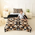 thumbnail image 4 of jejeloiu Abstract Geometric Twin Comforter Sets,Tribal Motif Bedding Set For Boys,Beige Brown,Black Reversible,2 Pieces,1 Comforter and 1 Pillowcase, 4 of 7