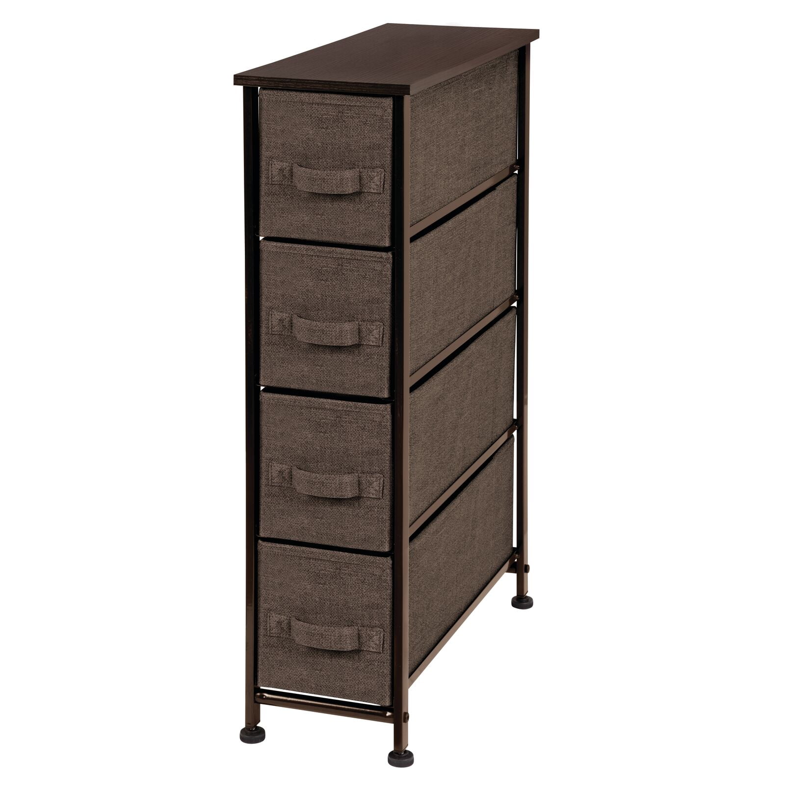 mDesign Tall Dresser Storage Tower Stand with 4 Removable Fabric Drawers -  Steel Frame, Wood Top Organizer for Bedroom, Entryway, Closet - Lido