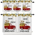 thumbnail image 2 of Farm Fresh Window Curtain Set with Tiers and Valance, 3 Pieces Rod Pocket Valances Retro Red Turck Pull Milk Cow Sunflower Window Treatment Semi Sheer Kitchen Bedroom Farmhouse Decor (52" W x 18" L), 2 of 5