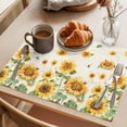thumbnail image 3 of Yellow Sunflower Placemats Set of 8 Vintage Country Bee Farmhouse Floral Place Mats Indoor Wipeable Table Mats Washable Cloth Dining Table Placemats for Kitchen Holiday Party Home Decor 13x19 Inch, 3 of 9