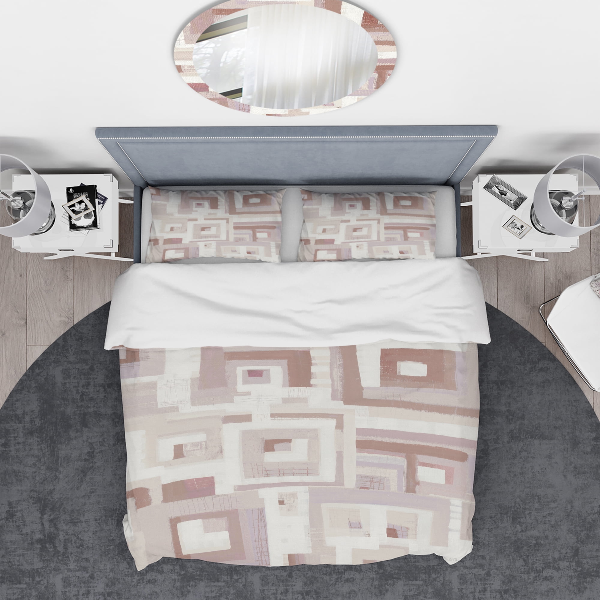 Designart 'Pink Geometric Form Windows II' Geometric Duvet Cover Set