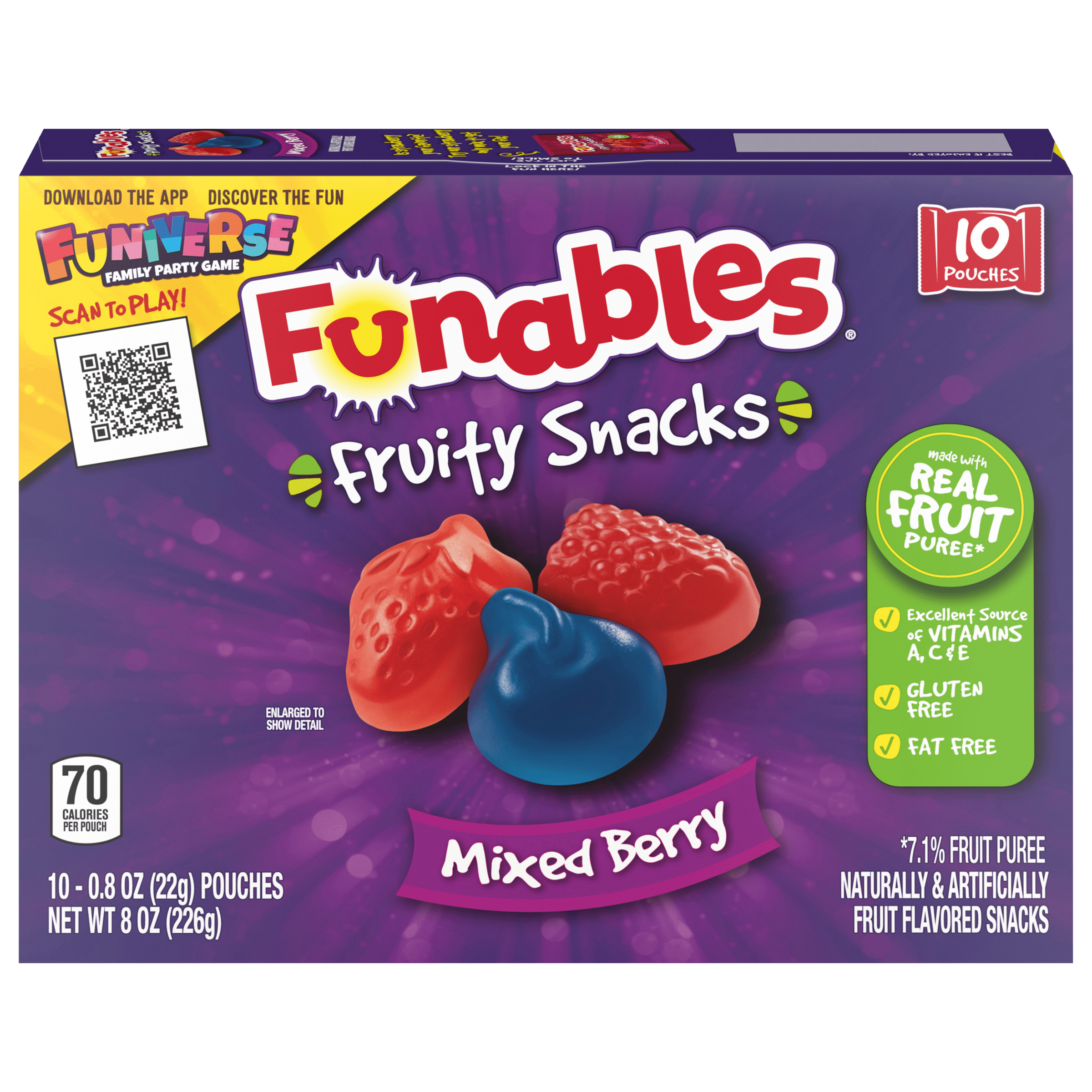 Funables Mixed Berry Fruity Snacks 10 - 0.8 oz Pouches