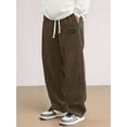 thumbnail image 4 of Mens Corduroy Casual Pants Fashion Loose Fit Wide Leg Straight Sweatpants Elastic Waist Drawstring Brown M, 4 of 10