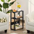 thumbnail image 2 of 3-Tier Small Narrow Wood Side Table with Charging Station, Skinny Nightstand for Small Space, Slim Bedside Table with Storage for Couch, Thin End Table with USB Ports and Outlets, Black, 2 of 8