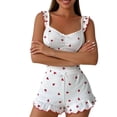 thumbnail image 2 of Tnhcen Women's Heart Print Ruffled Cami Top & Short Shorts Pajama Set Sleepwear Loungewear for Women S-2XL Casual Comfortable Home Wear Outfit, 2 of 5