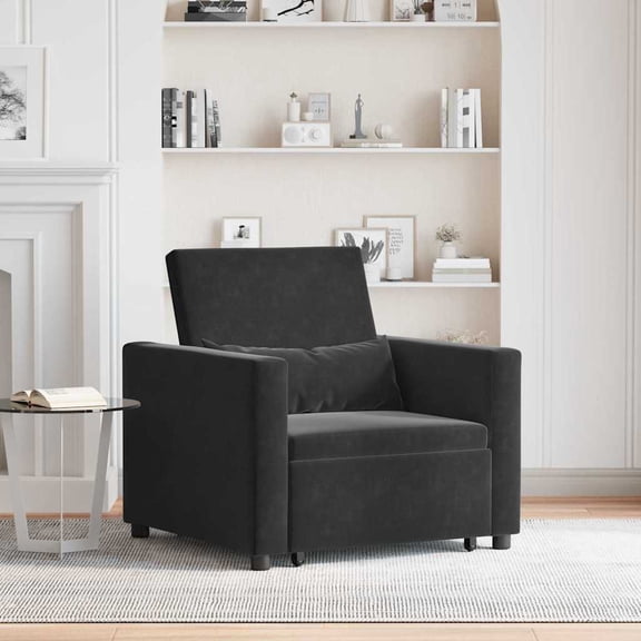 vidaXL Single Sofa Bed Black 90 x 165 x 87 cm Velvet