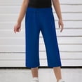 thumbnail image 5 of Jalioing Kids Capris Casual Wide Leg Elastic Waist Loose Crop Pants Boys Girls Summer Capri Pants with Pocket, 5 of 6