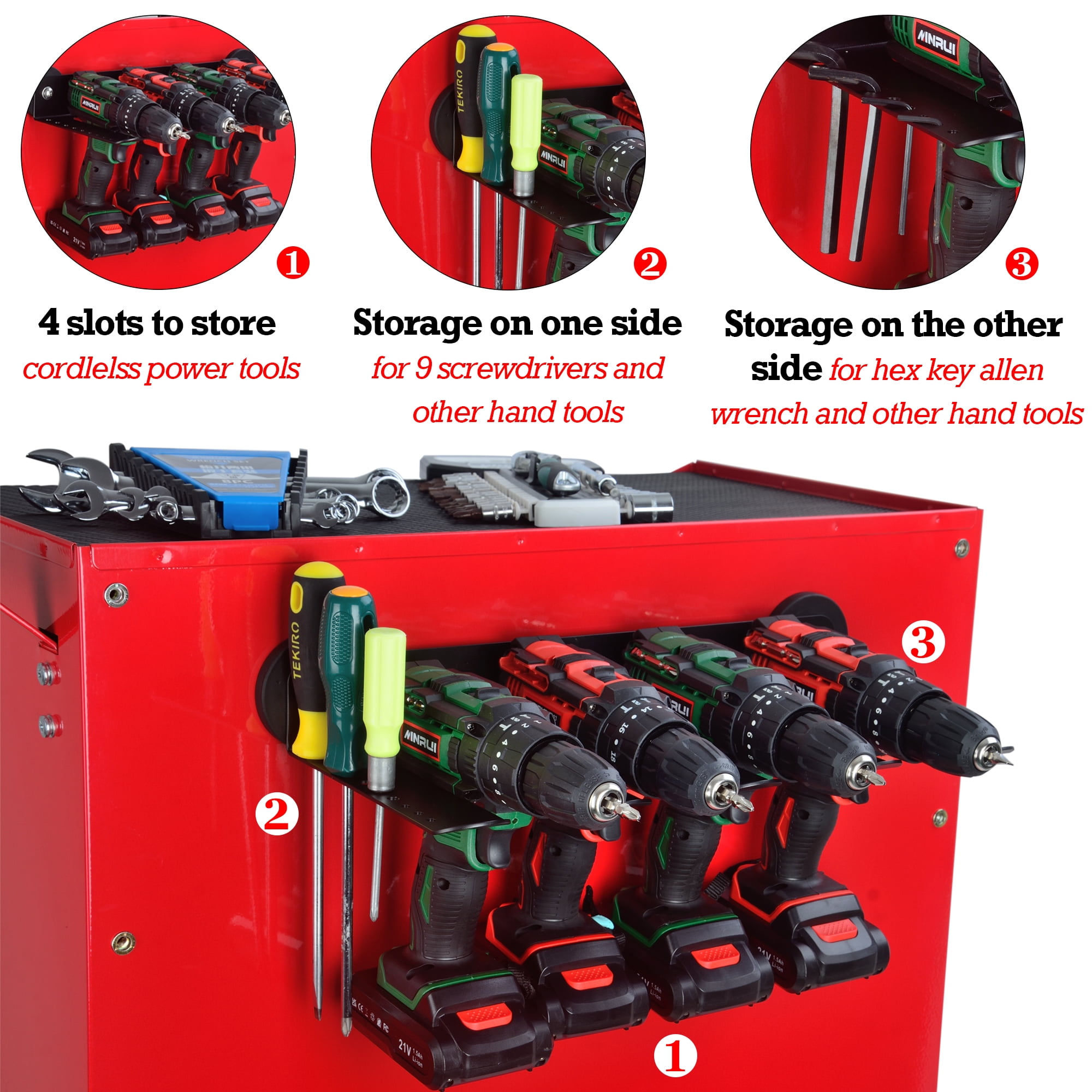 ULIBERMAGNET Magnetic Power Tool Organizer, Utility Storage Rack Shelf with Screwdriver Holder,Heavy Duty Cordless Drill Holder,Removable Tool Rack Suitable for Garage, Workshop and Warehouse