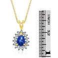 thumbnail image 3 of Rylos 14K Yellow Gold Halo Pendant Necklace: 6X4MM Tear Drop / Pear Shape Blue Star Sapphire & Sparkling Diamonds -  18" Chain Exquisite Birthstone Jewelry, 3 of 7