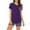 Purple, variant on Sakmal Night Shirts for Women Pajamas Sets Shorts Pant Blue Short Sleeve Comfy 2 Piece Striped Sleepwear Tops