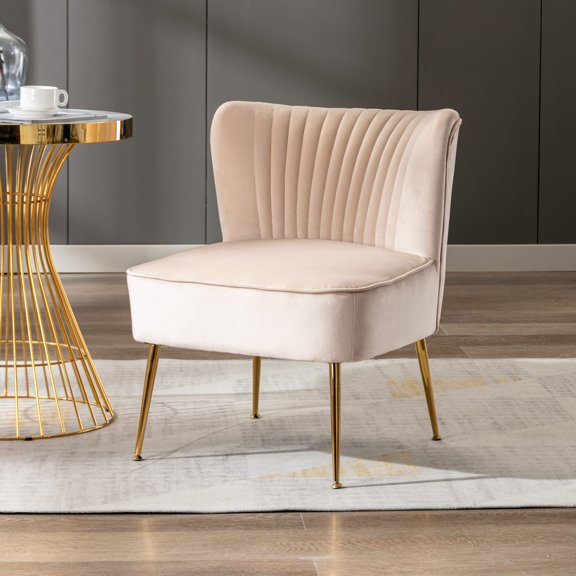 Costaelm Alaia 25" Wide Tufted Velvet Accent Chair, Tan
