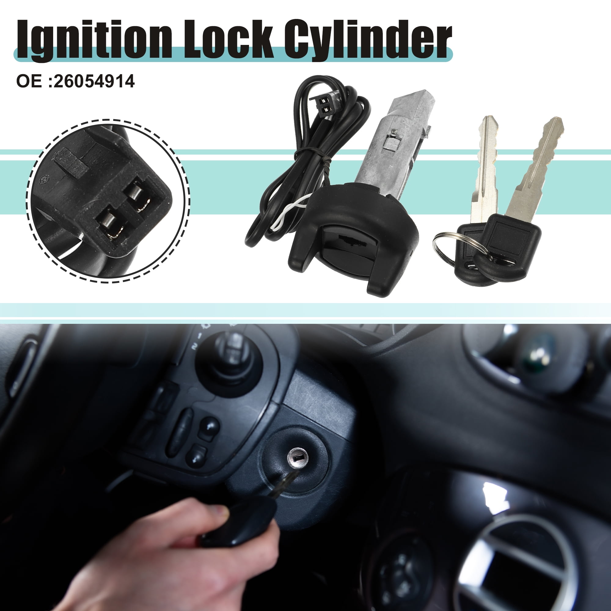 Unique Bargains Ignition Switch Cylinder Lock Assembly Fit for Buick Century Silver Tone